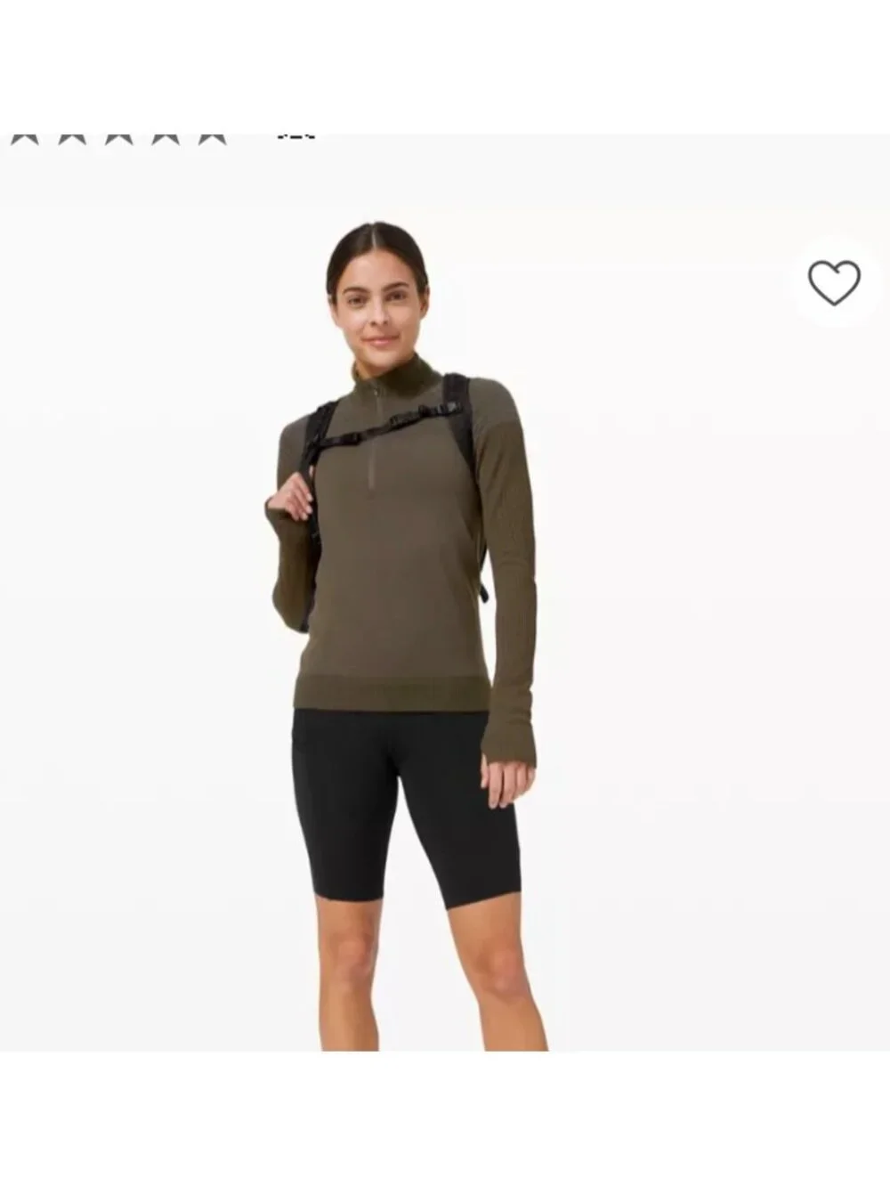 Lululemon Keep the Heat Half Zip Wool Blend Olive Green